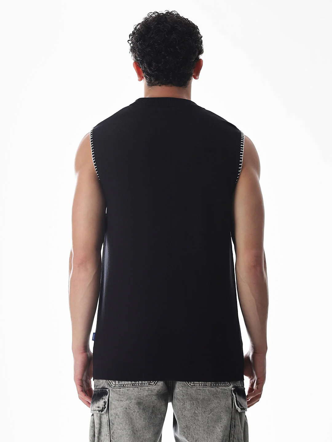 Black Knitted Cotton Tank - Image 9