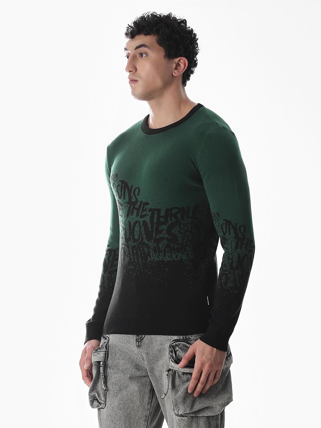 Green Printed Jacquard Pullover - Image 3