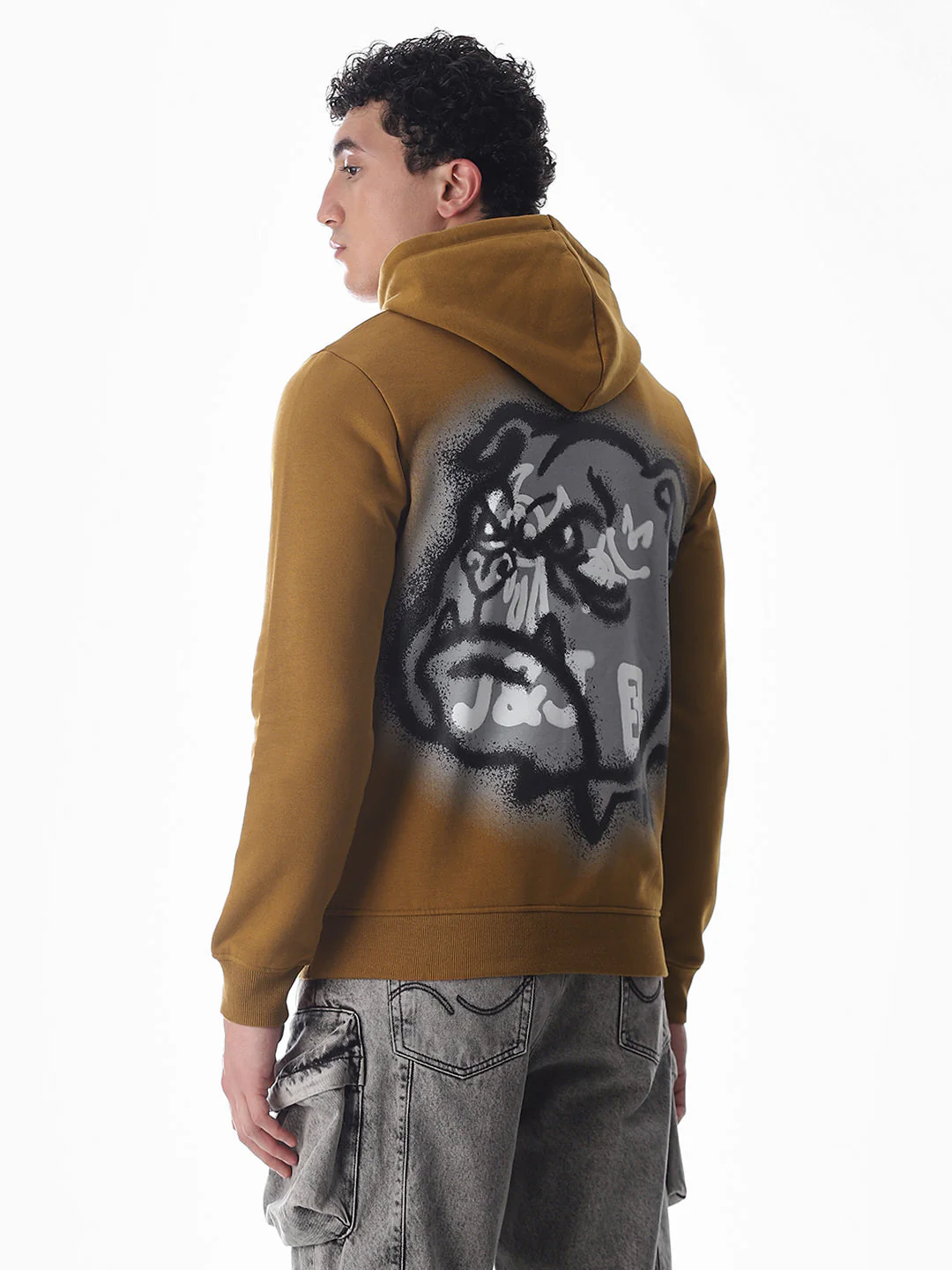 Brown Printed Hooded Sweatshirt - Image 4