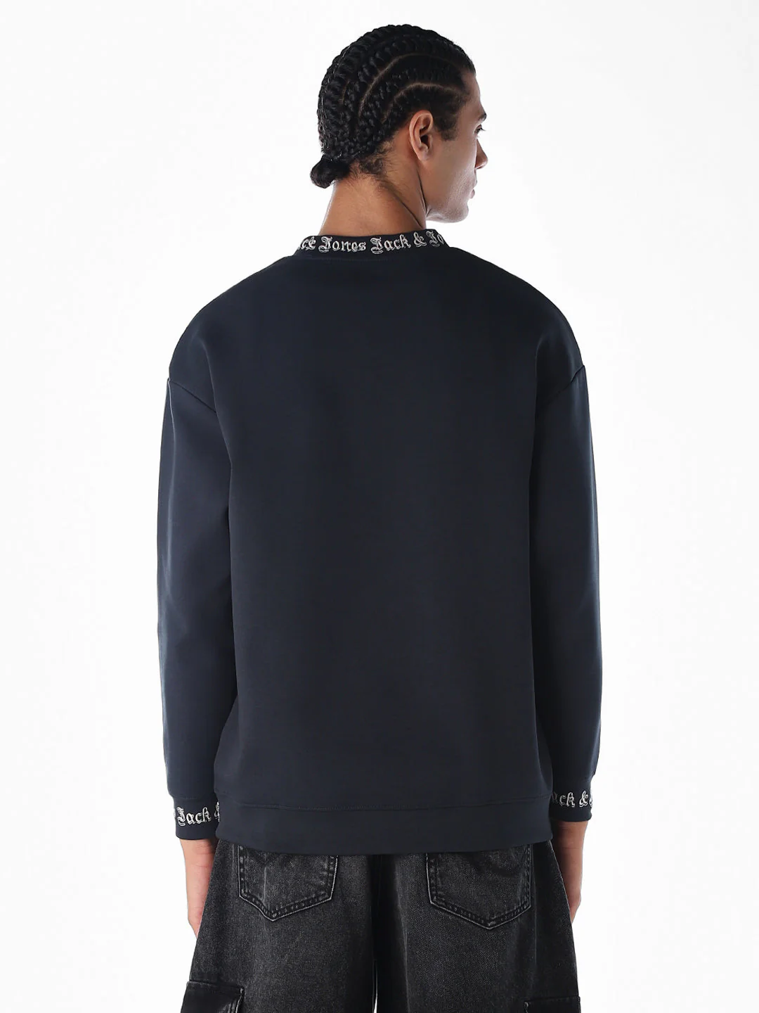 Dark Blue Logo Print Oversized Sweatshirt - Image 4