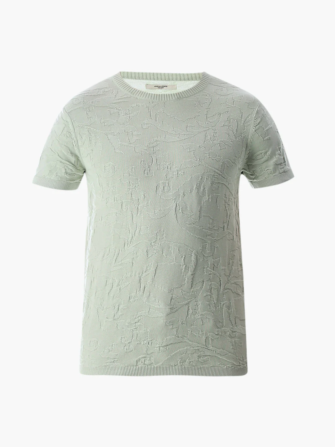 Green Jacquard Crew Neck T-shirt - Image 7