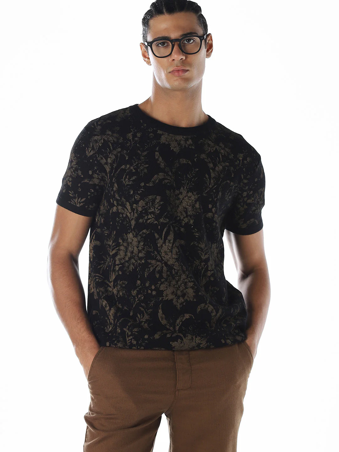 Printed Knit Crew Neck T-shirt