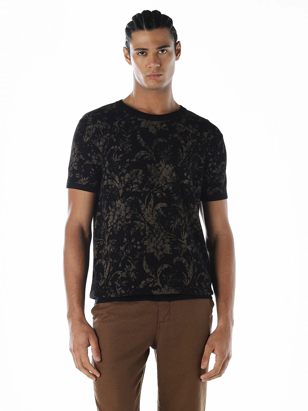 Printed Knit Crew Neck T-shirt - Image 2
