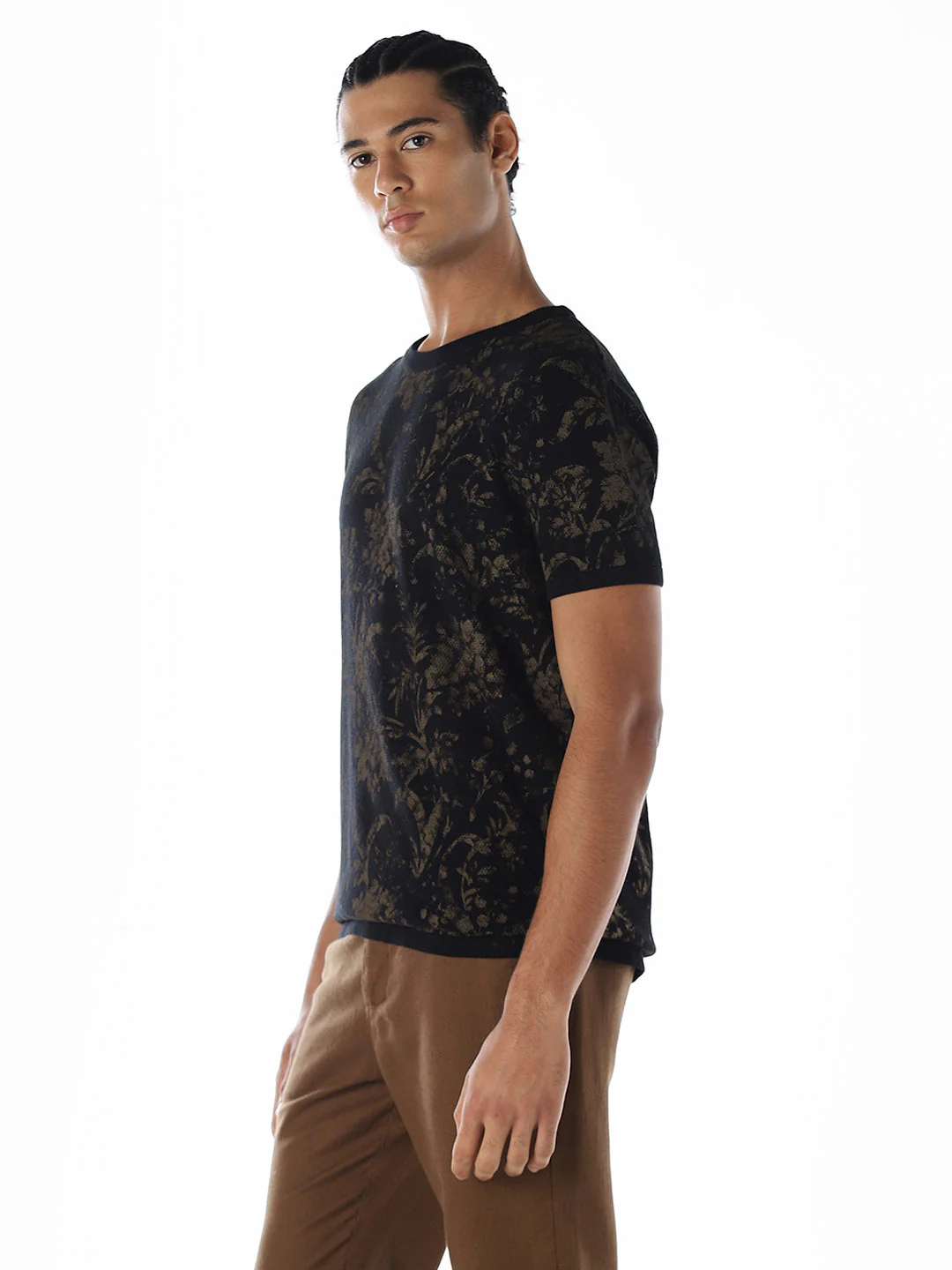 Printed Knit Crew Neck T-shirt - Image 3