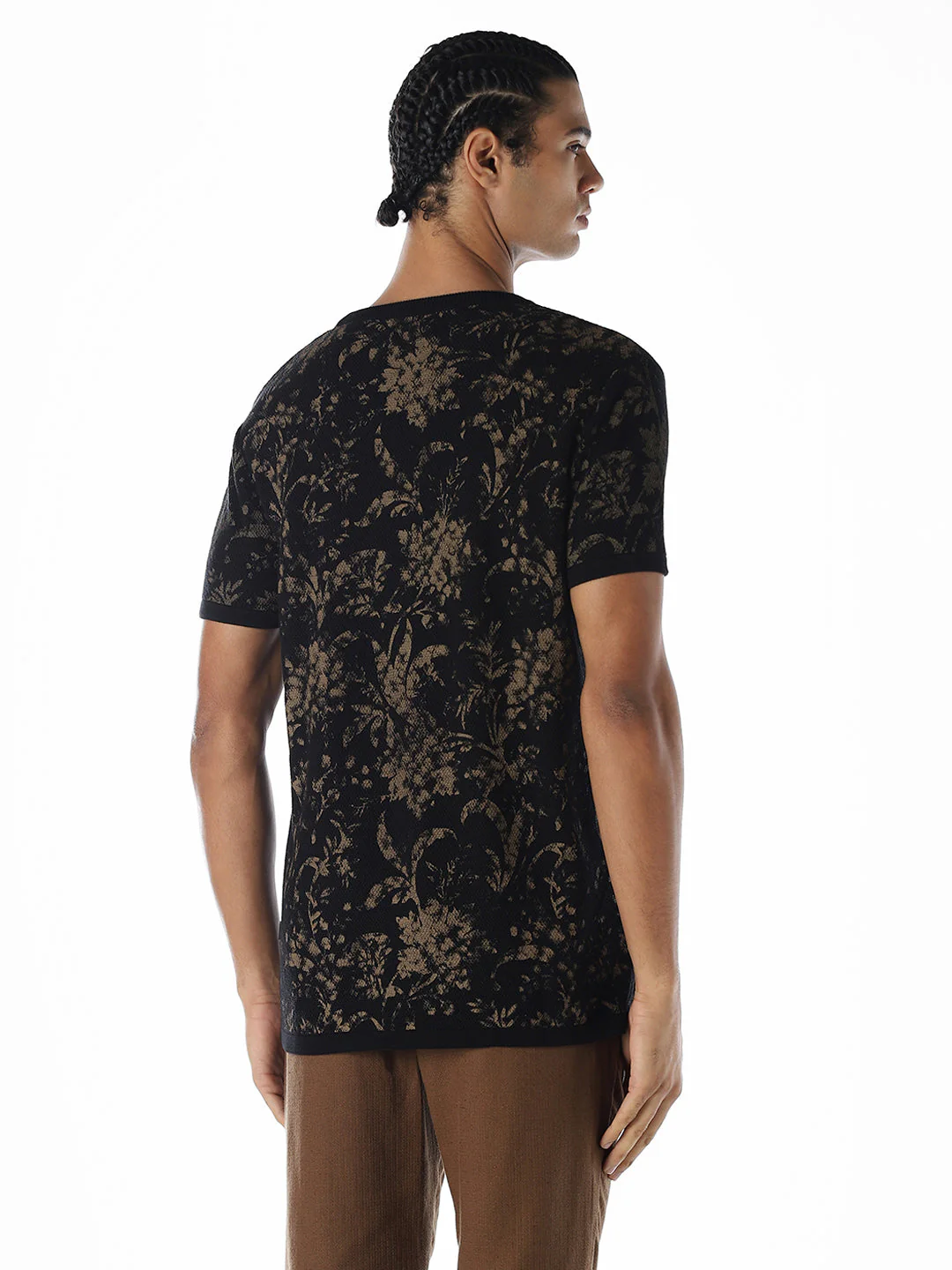 Printed Knit Crew Neck T-shirt - Image 4