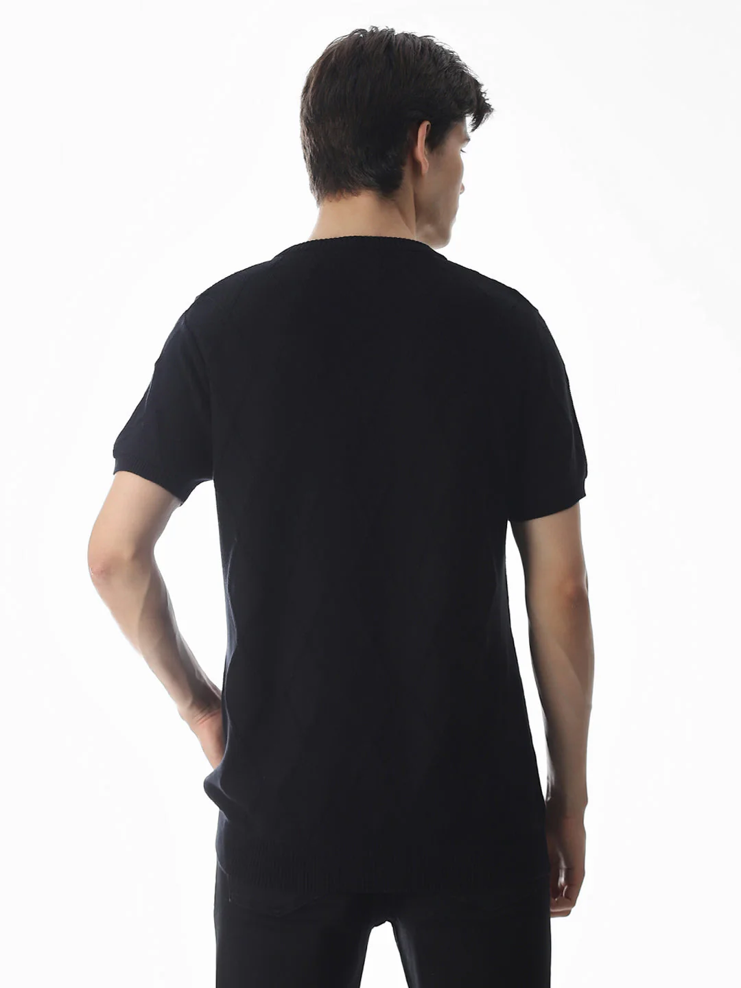 Black Jacquard Knitted T-shirt - Image 4