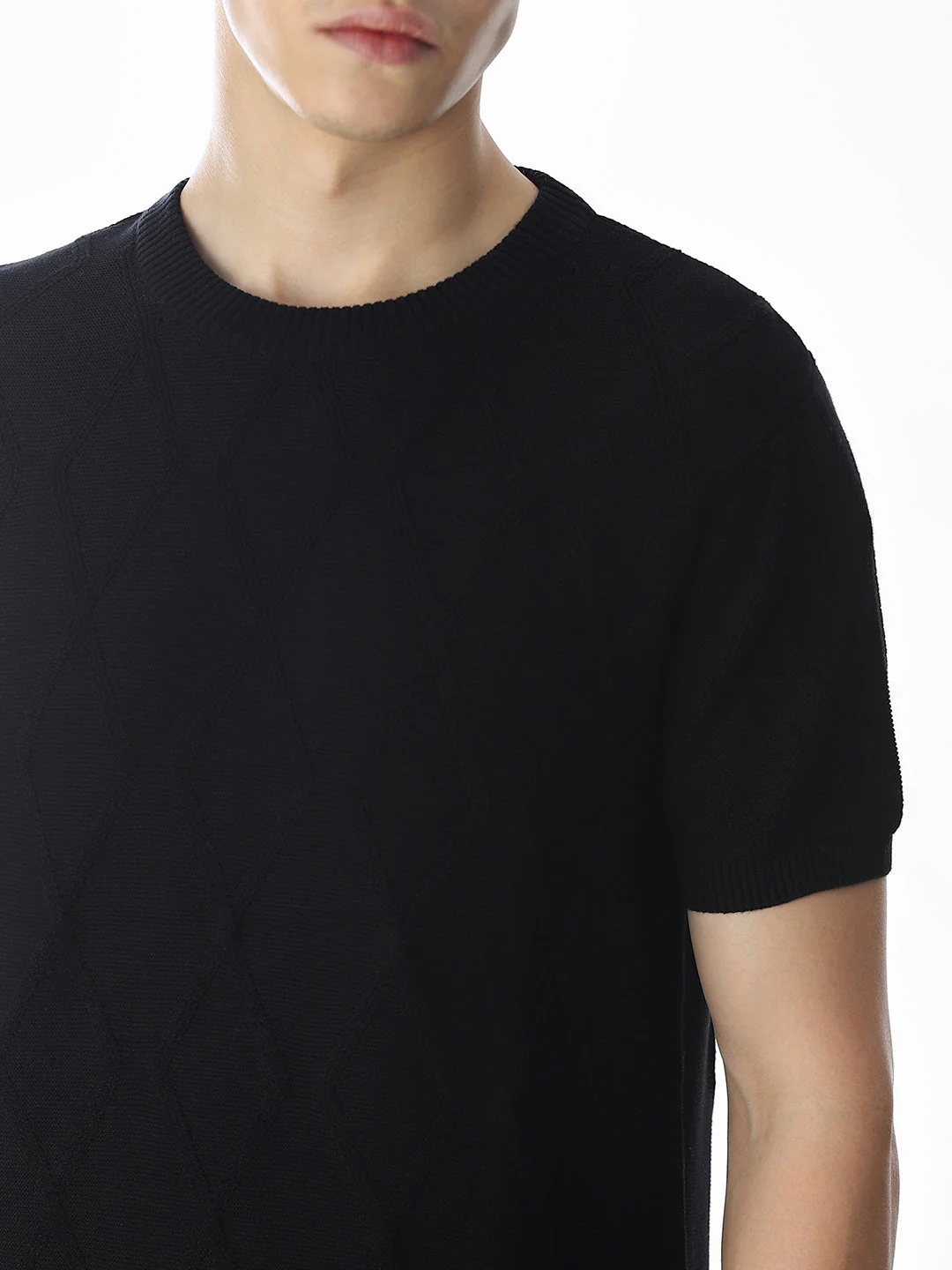 Black Jacquard Knitted T-shirt - Image 5