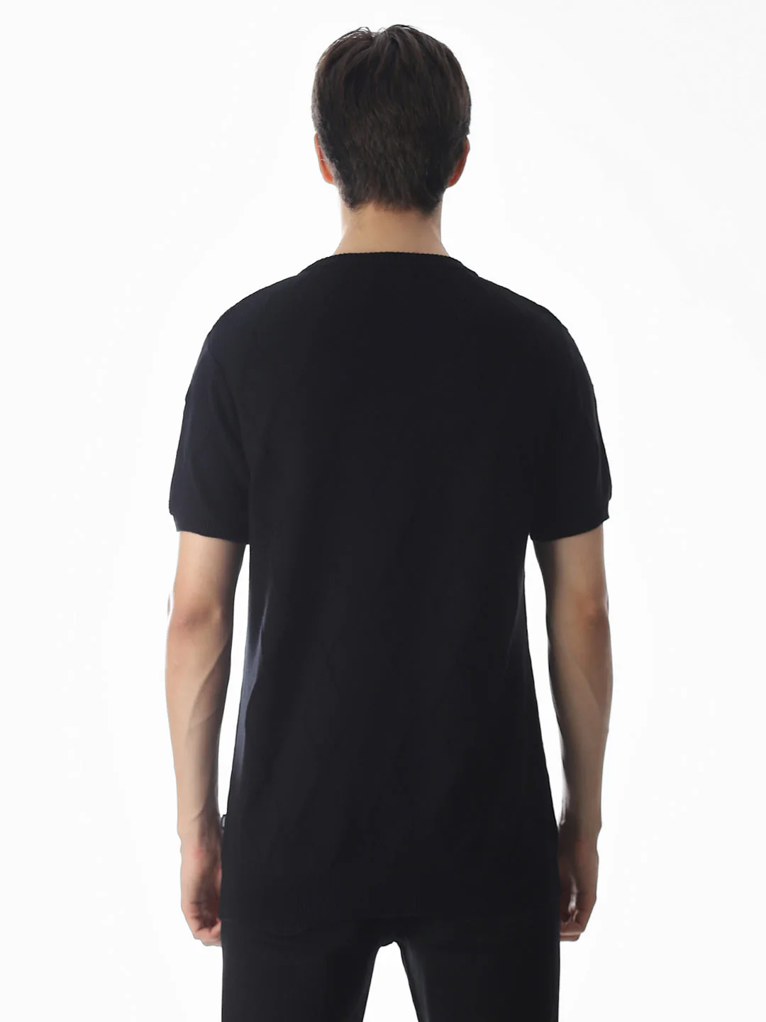 Black Jacquard Knitted T-shirt - Image 9