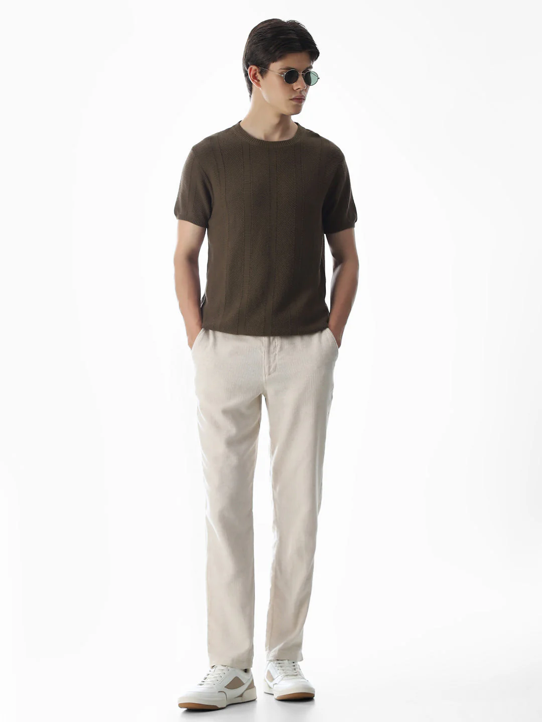 Brown Jacquard Knitted T-shirt - Image 6
