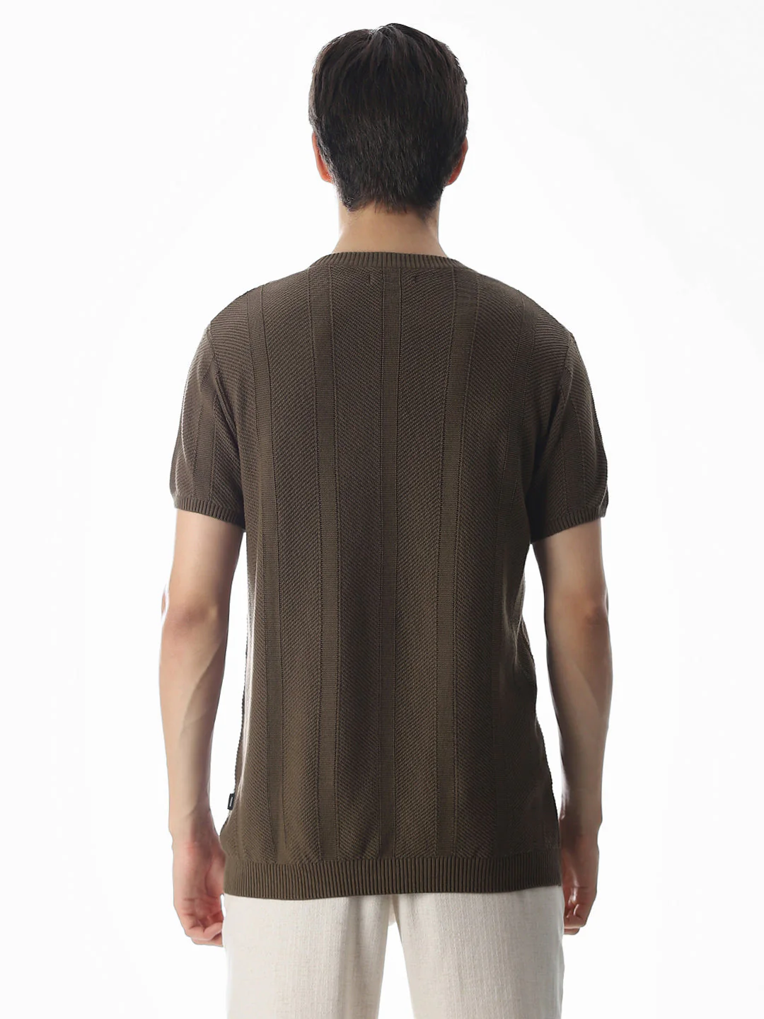 Brown Jacquard Knitted T-shirt - Image 9