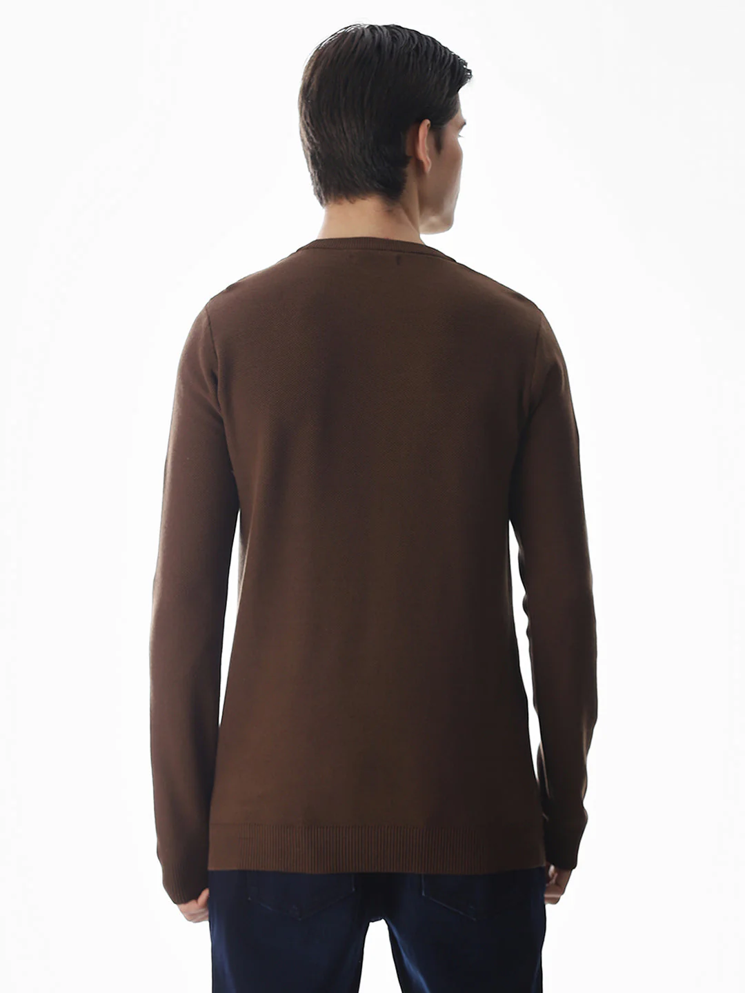Dark Brown Knitted Cotton T-shirt - Image 4