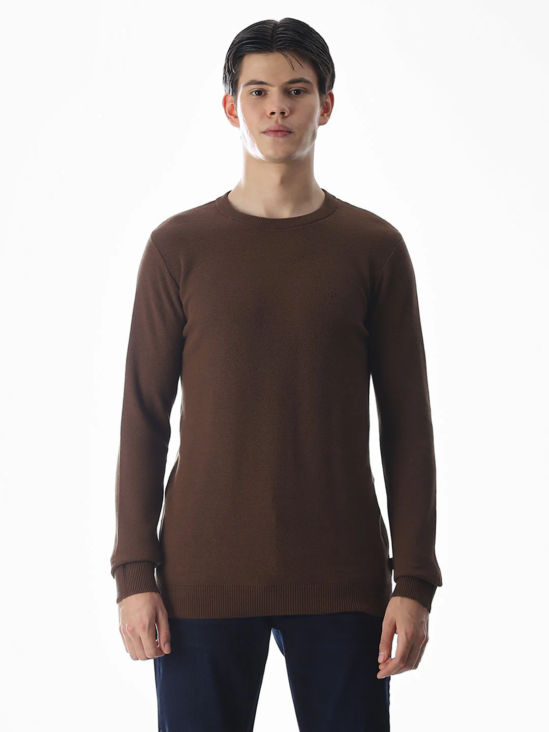 Dark Brown Knitted Cotton T-shirt - Image 8