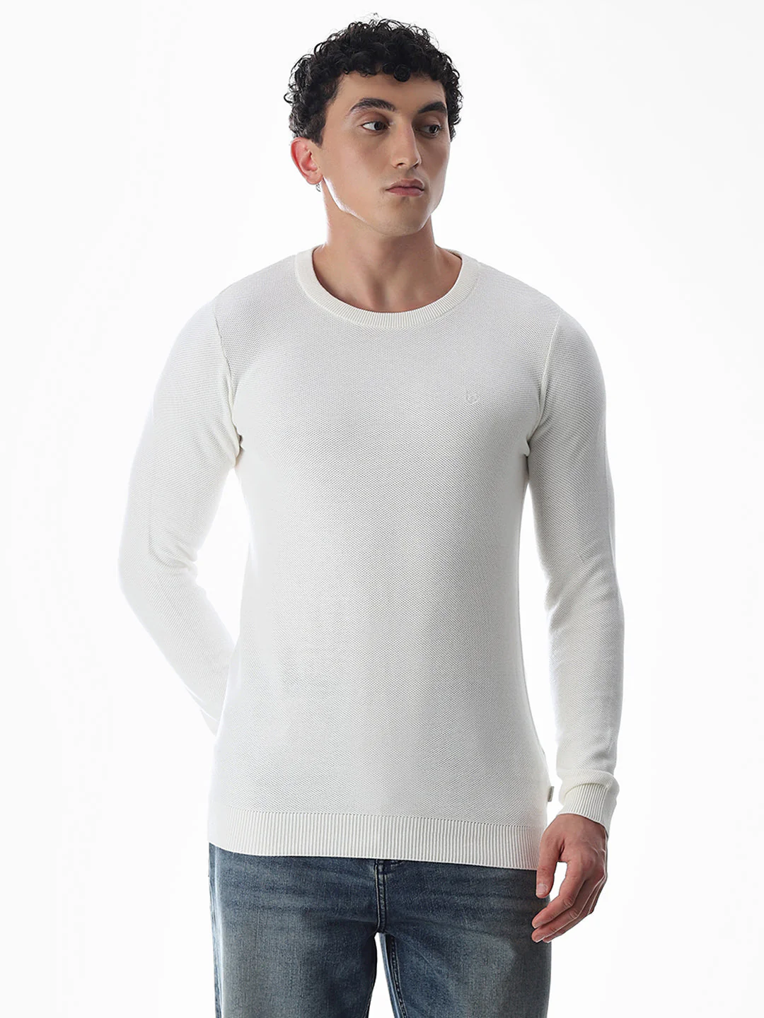 White Knitted Cotton T-shirt - Image 2