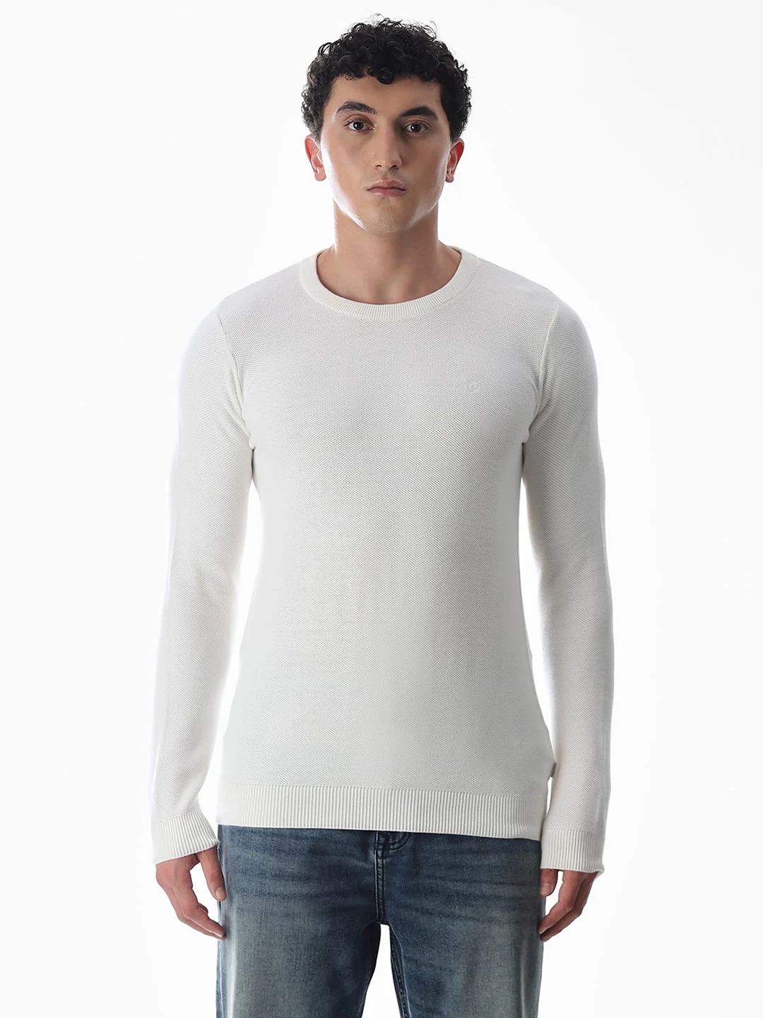 White Knitted Cotton T-shirt - Image 8