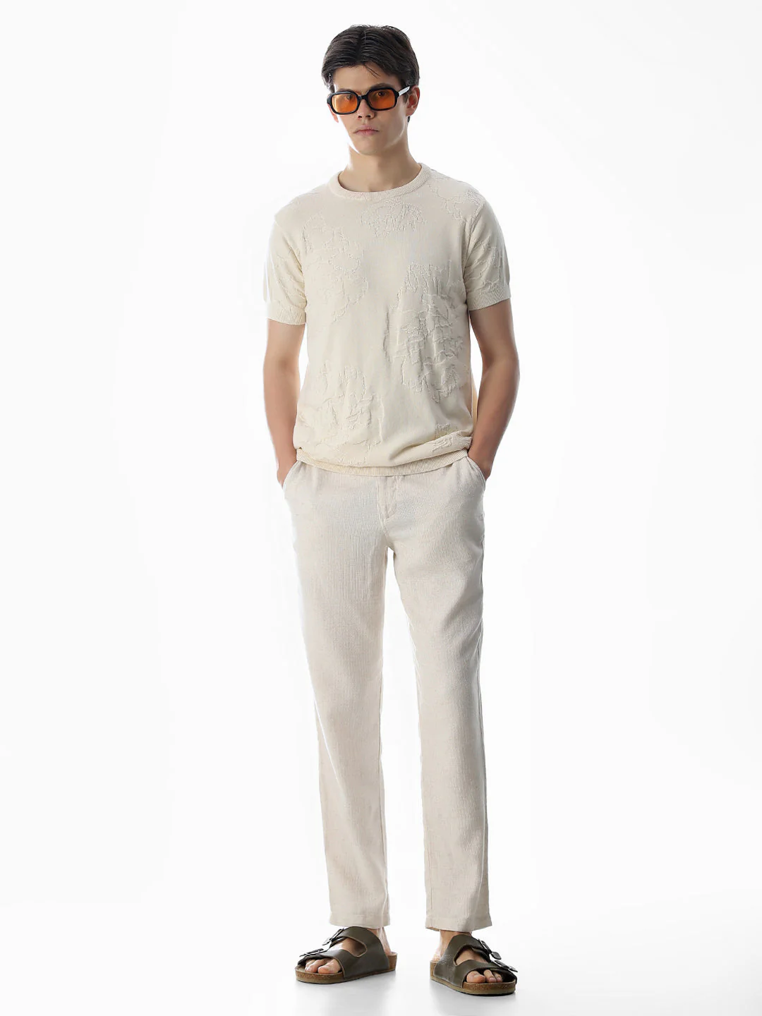 White Jacquard Knitted T-shirt - Image 6
