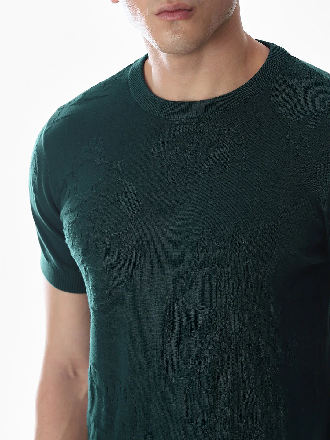 Green Jacquard Knitted T-shirt - Image 5