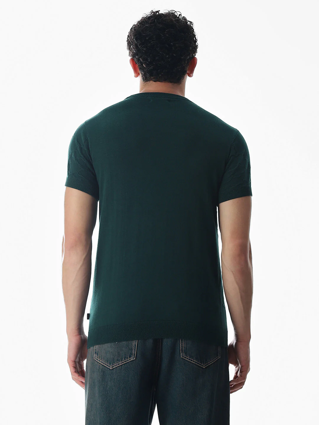 Green Jacquard Knitted T-shirt - Image 9