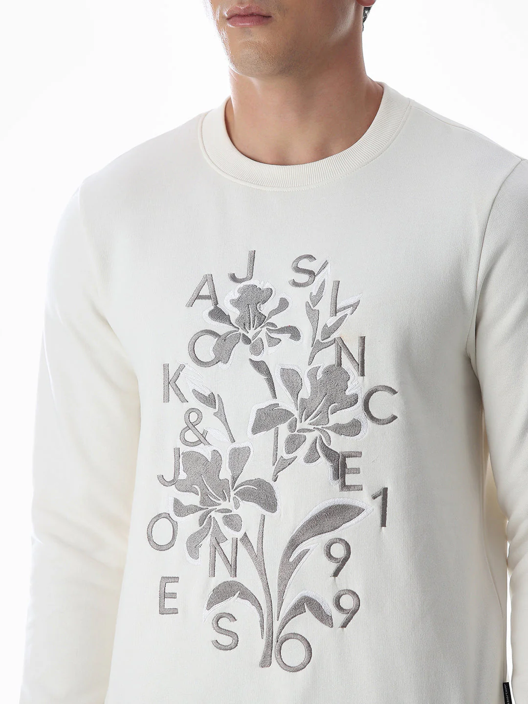White Embroidered Print Sweatshirt - Image 5