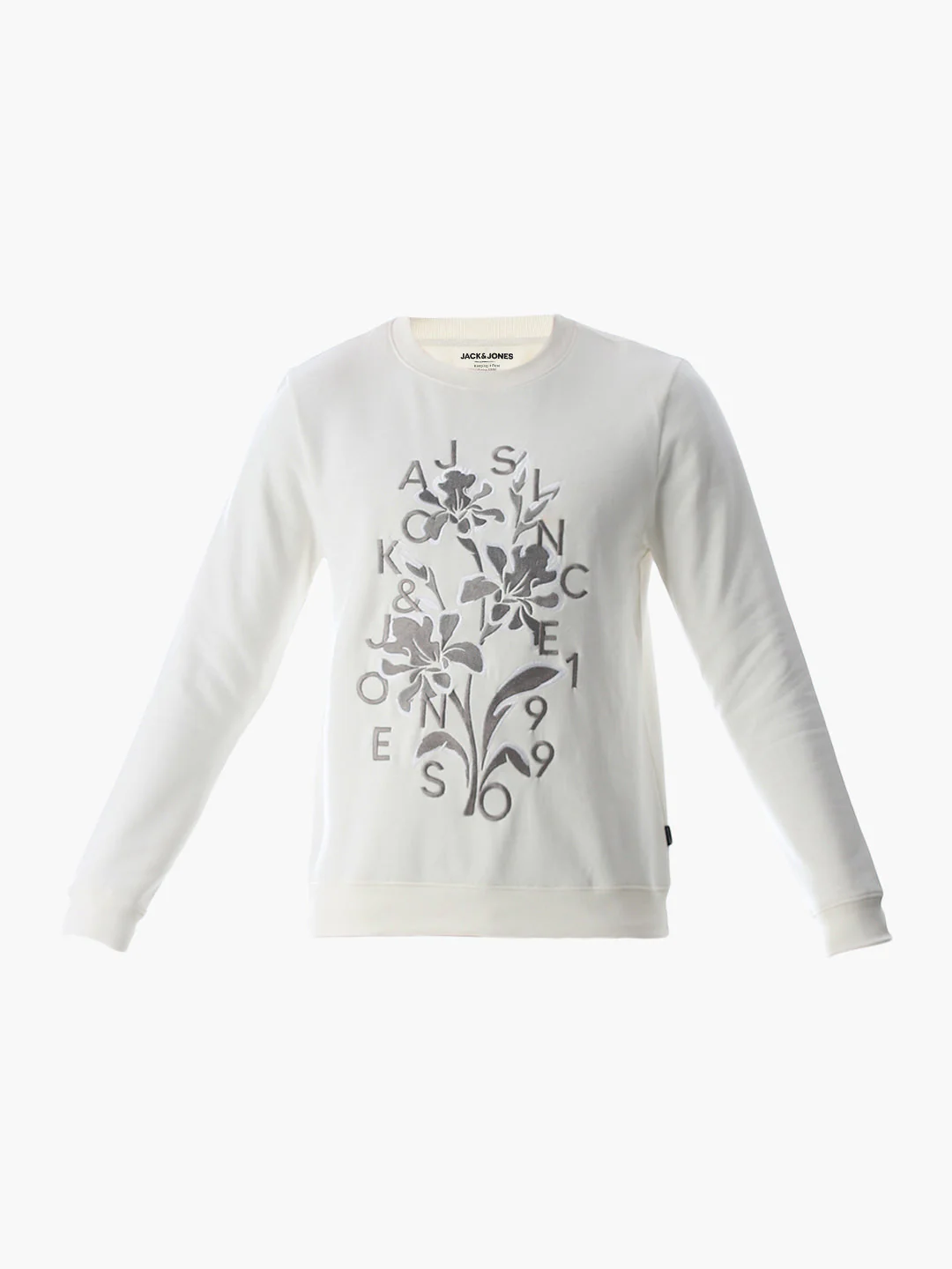 White Embroidered Print Sweatshirt - Image 7