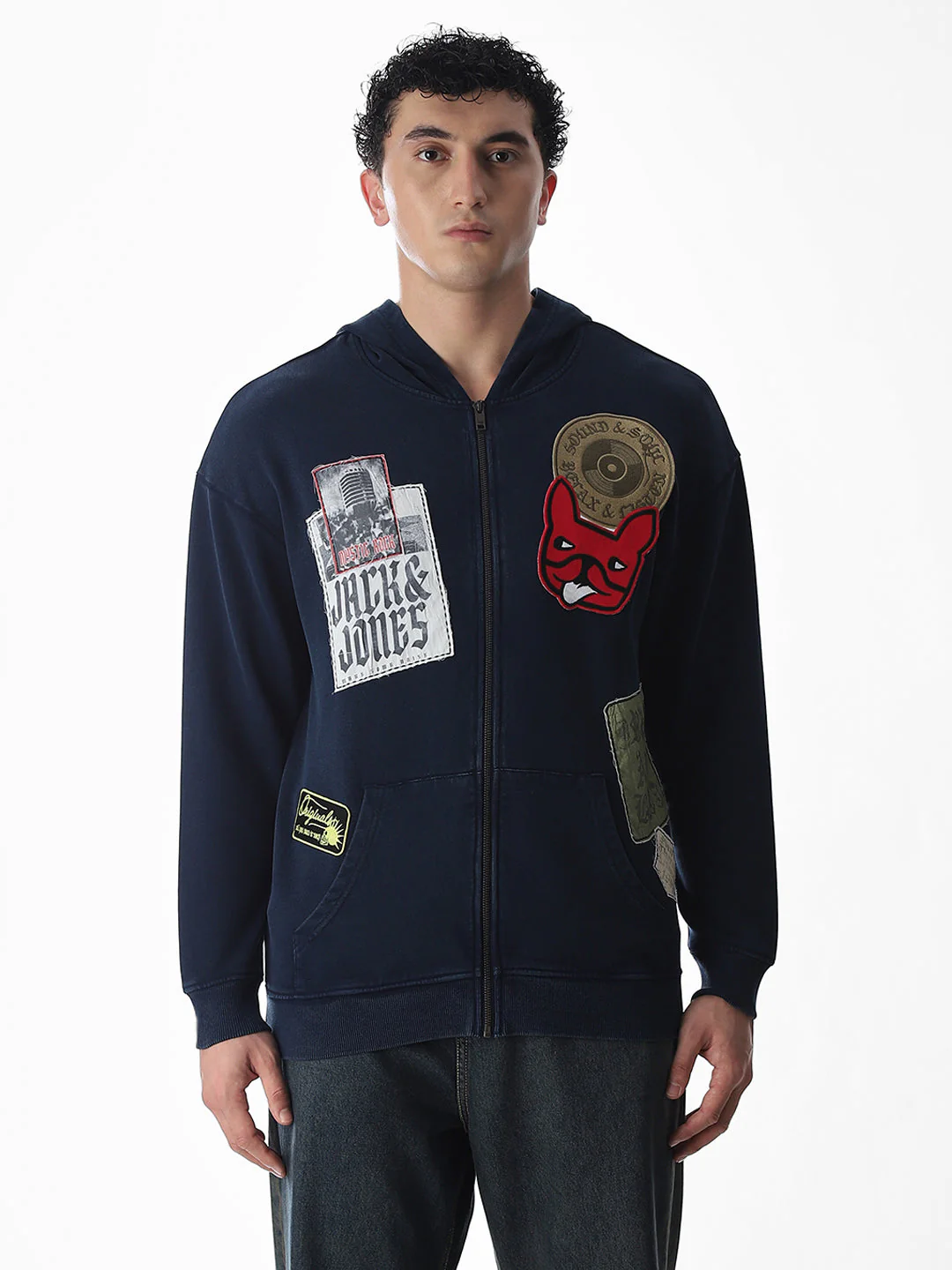 Printed Front Open Hooded Sweatshirt - Image 9