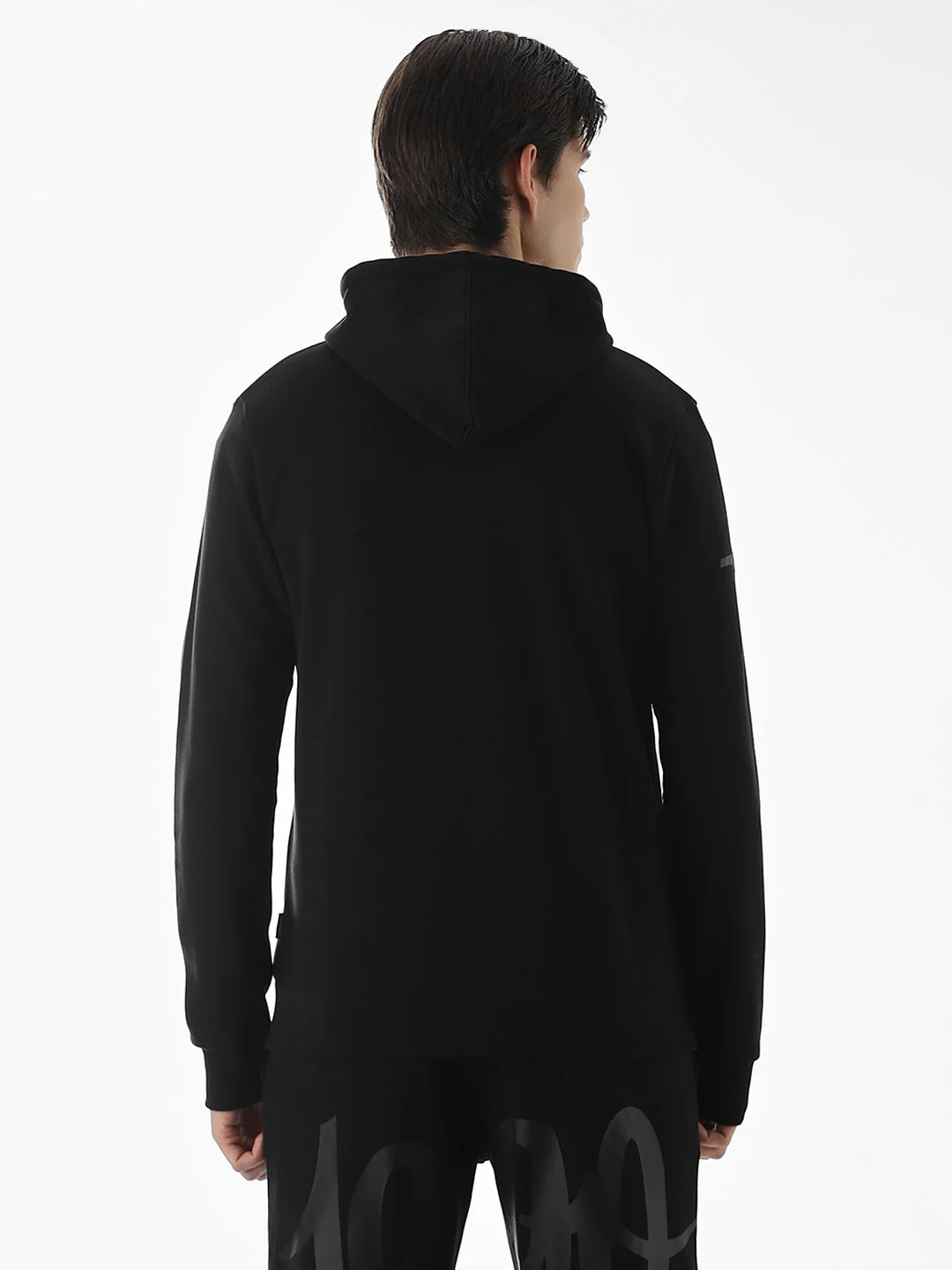 Black Typographic Print Front Open Sweatshirt - Image 4