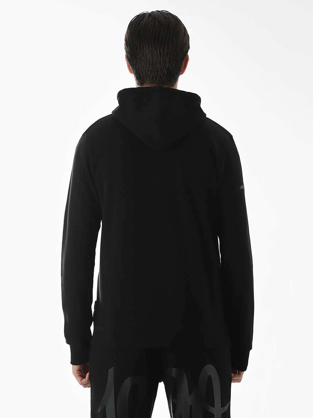 Black Typographic Print Front Open Sweatshirt - Image 9