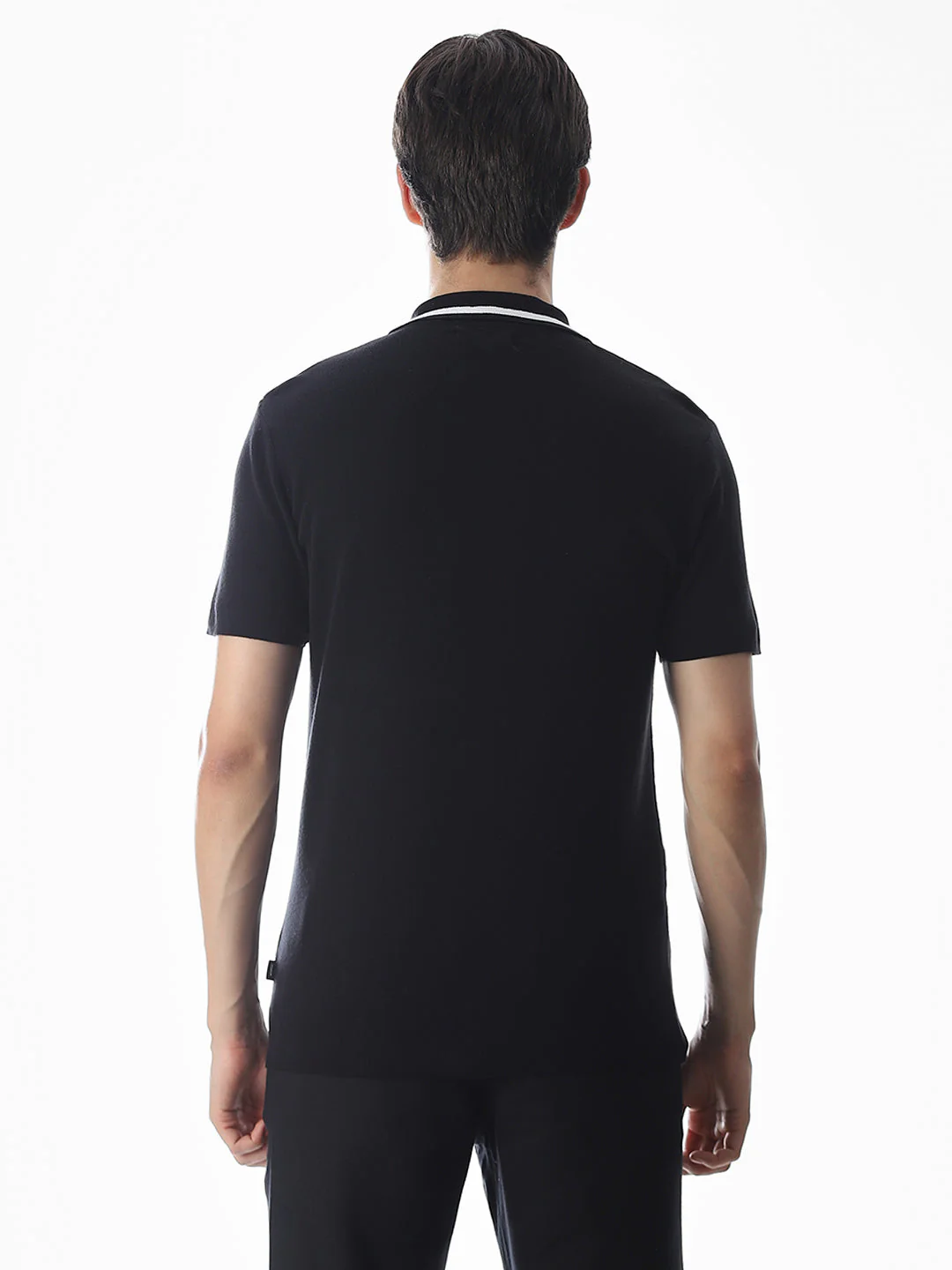 Black Knitted Drop Shoulder Polo - Image 9