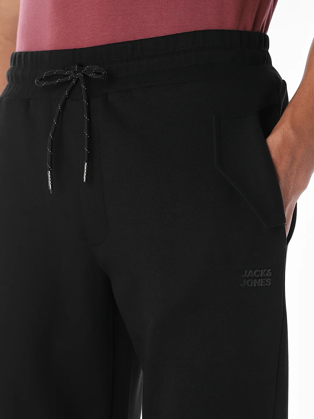 Black Drawstring Regular Fit Sweatpants - Image 4
