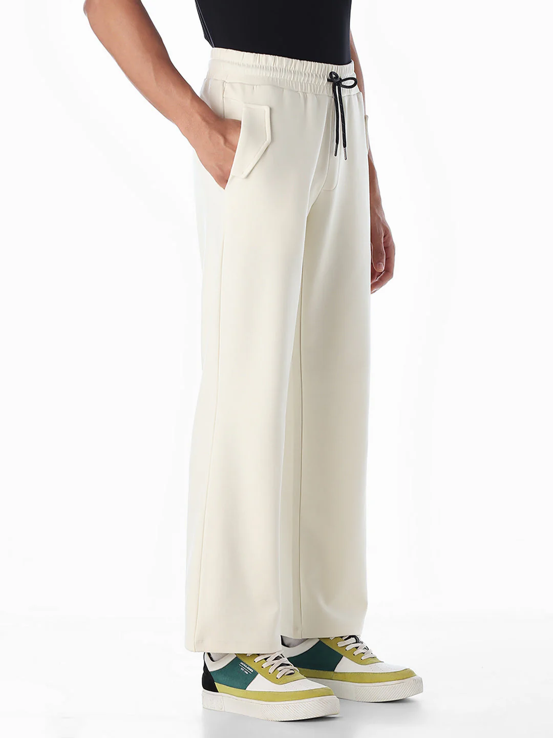 White Drawstring Regular Fit Sweatpants - Image 2