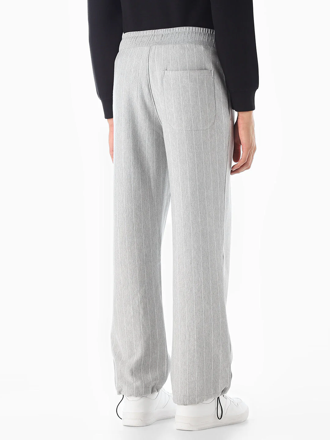 Light Grey Melange Striped Sweatpants - Image 3