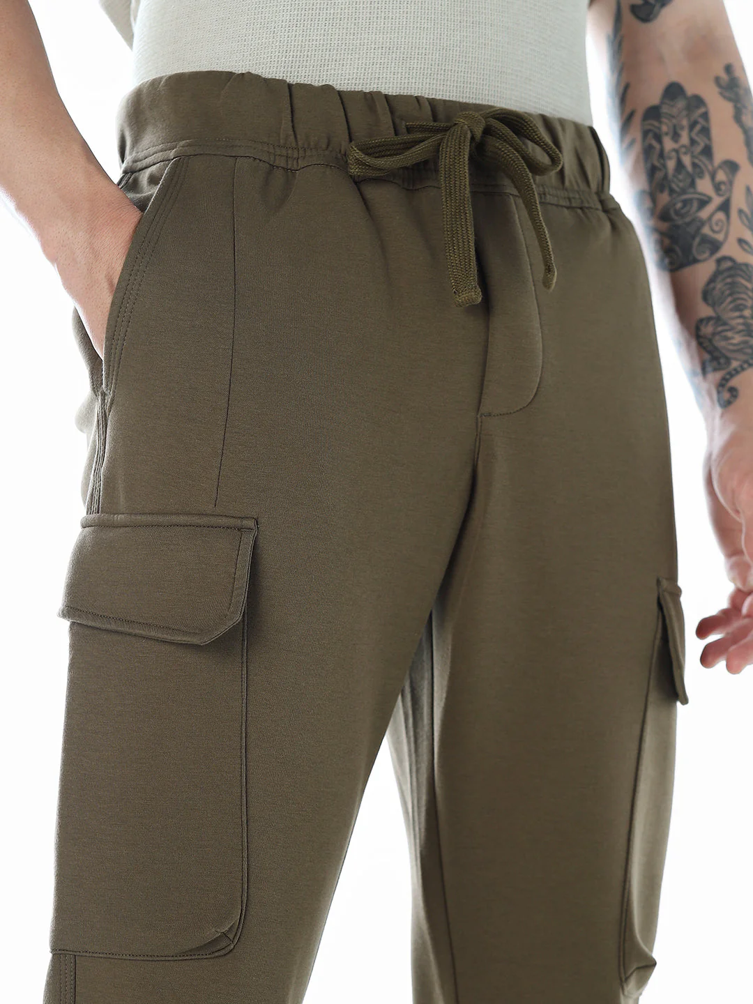 6 Pocket Loose Fit Sweatpants - Green - Image 4