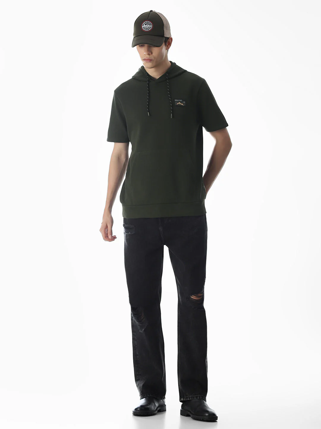 Dark Olive Hooded Sweatshirt - Image 6