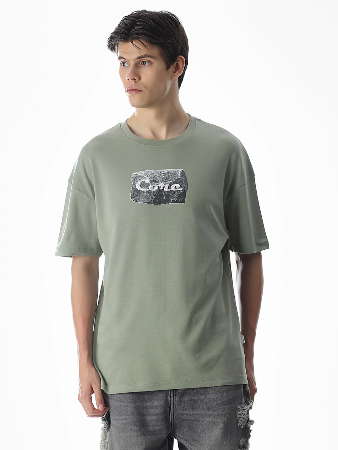 Green Printed Boxy Fit T-shirt - Image 2