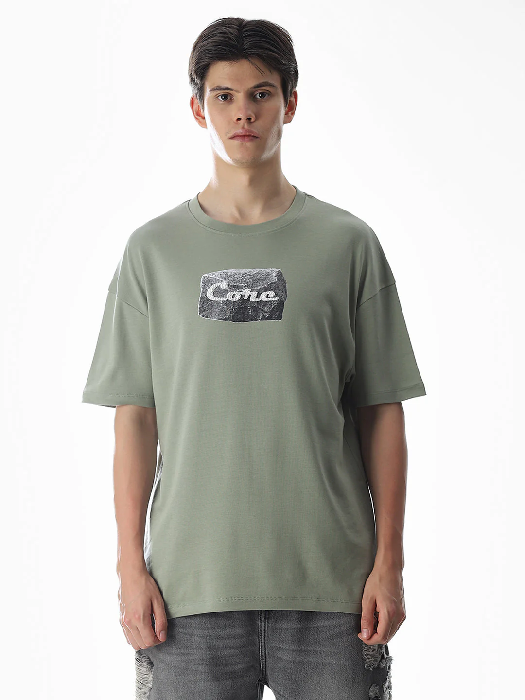 Green Printed Boxy Fit T-shirt - Image 8