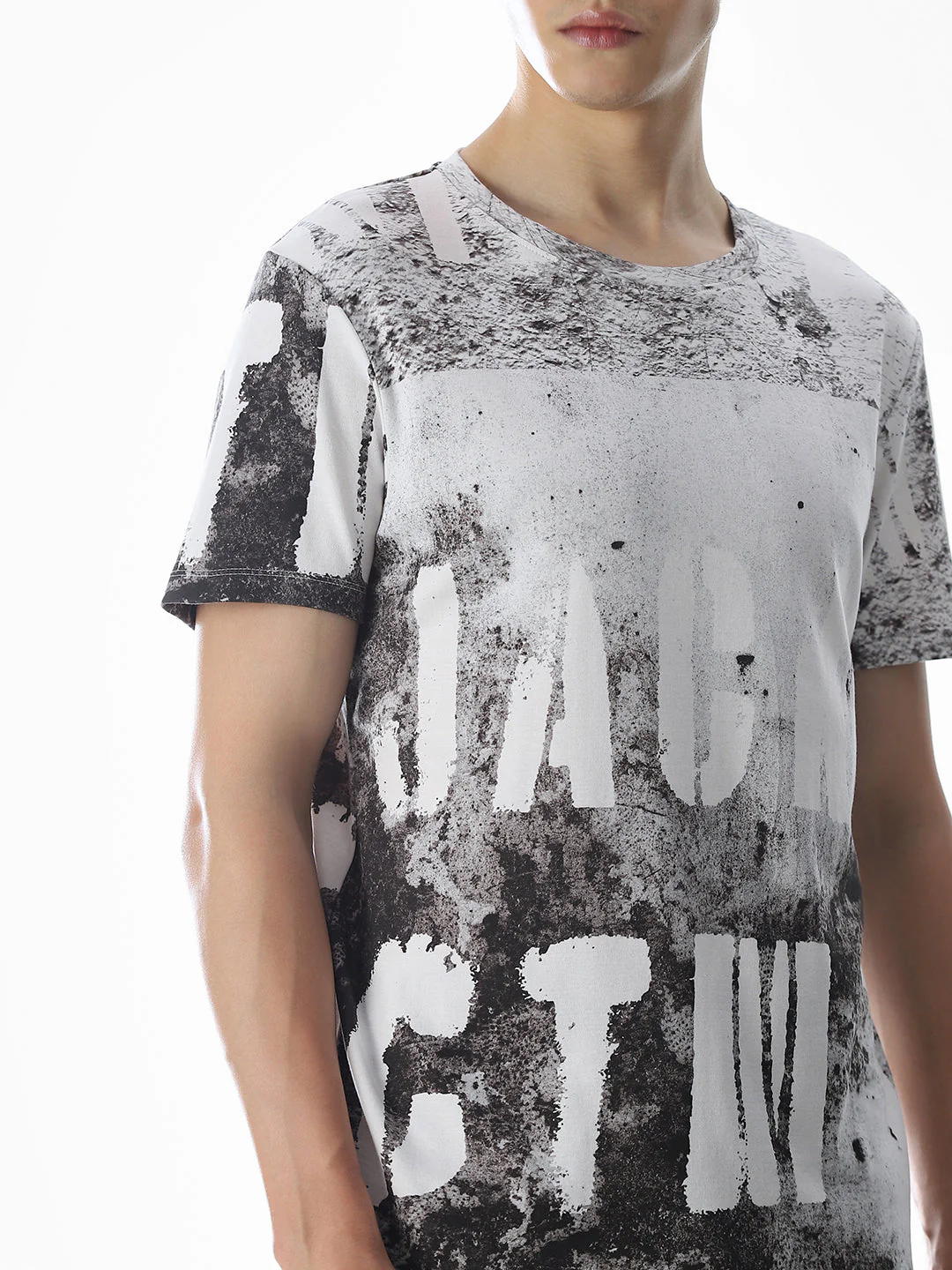 White Printed Crew Neck T-shirt - Image 5