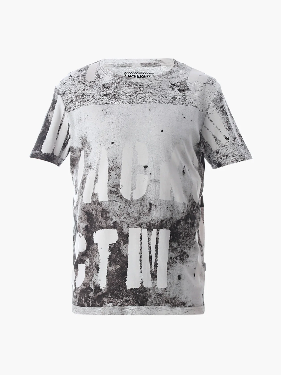 White Printed Crew Neck T-shirt - Image 7