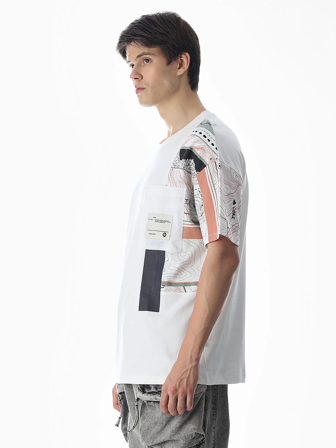 White Printed Boxy Fit T-shirt - Image 3