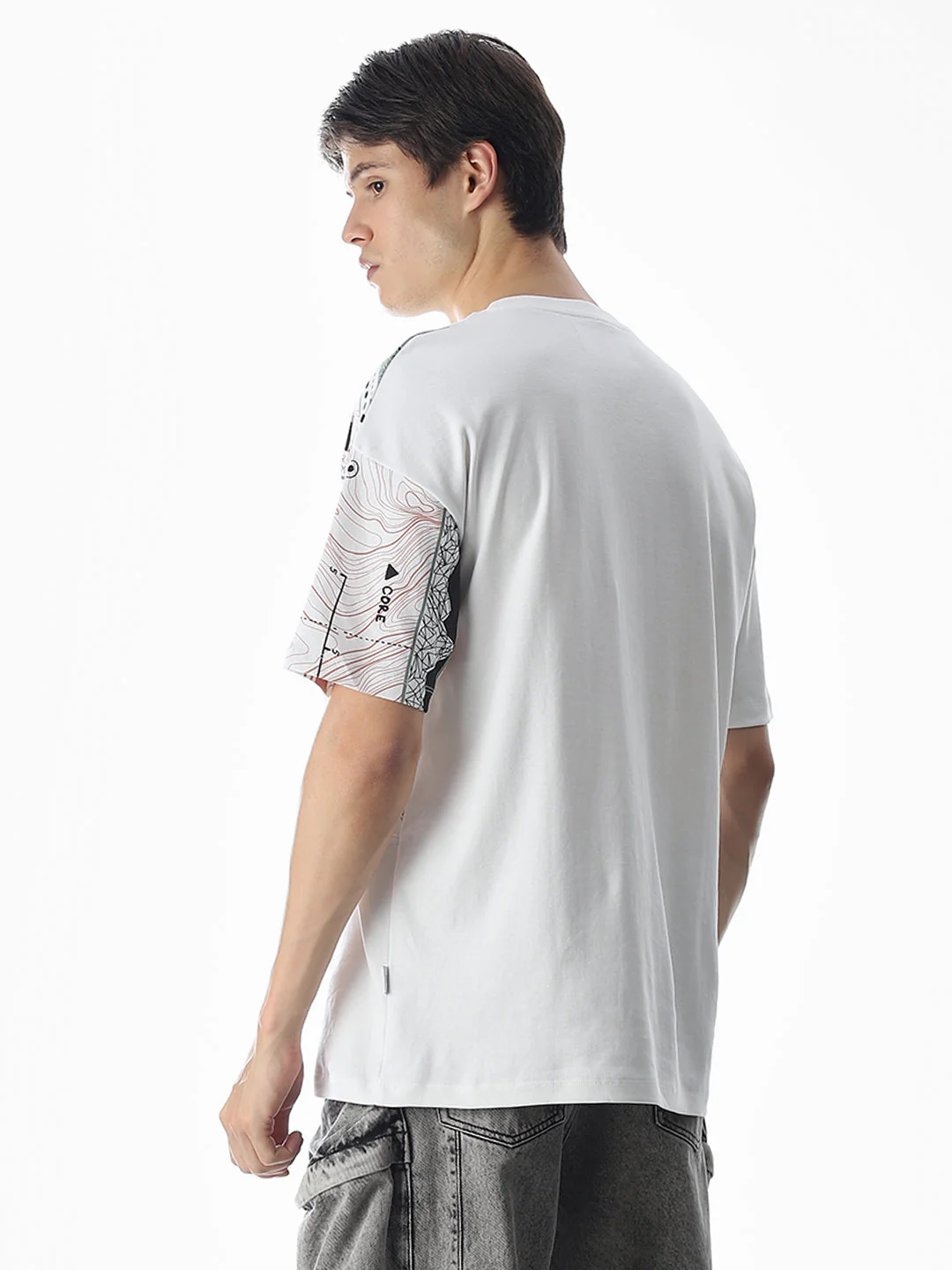 White Printed Boxy Fit T-shirt - Image 4