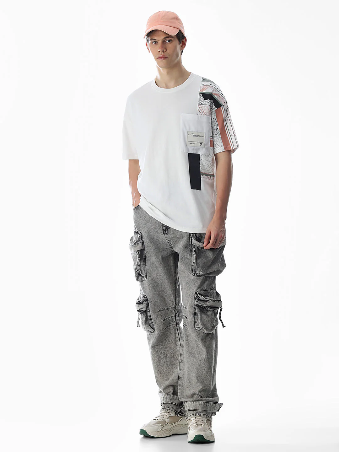 White Printed Boxy Fit T-shirt - Image 6