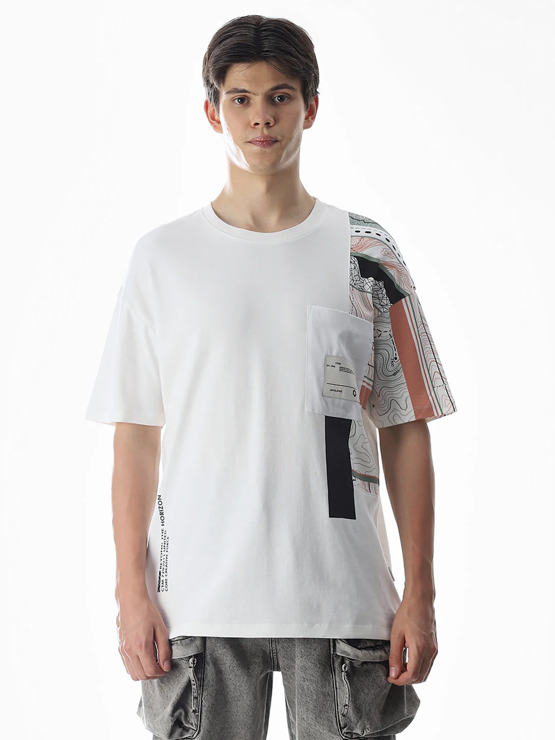 White Printed Boxy Fit T-shirt - Image 8