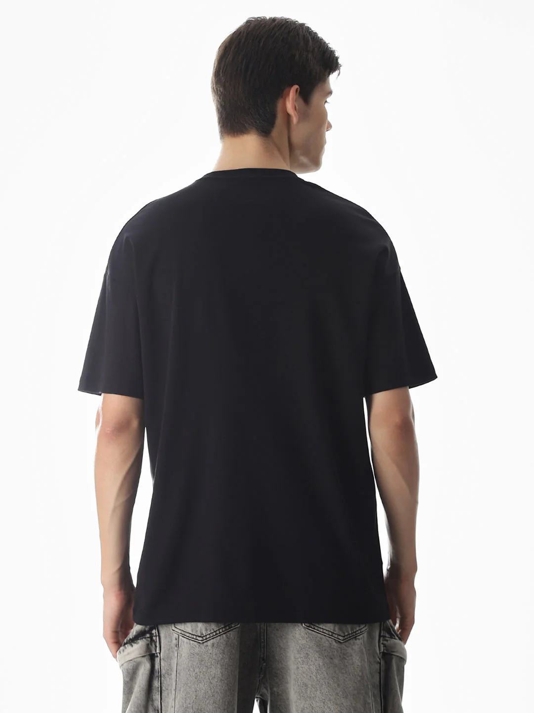 Black Abstract Print Oversized T-shirt - Image 4
