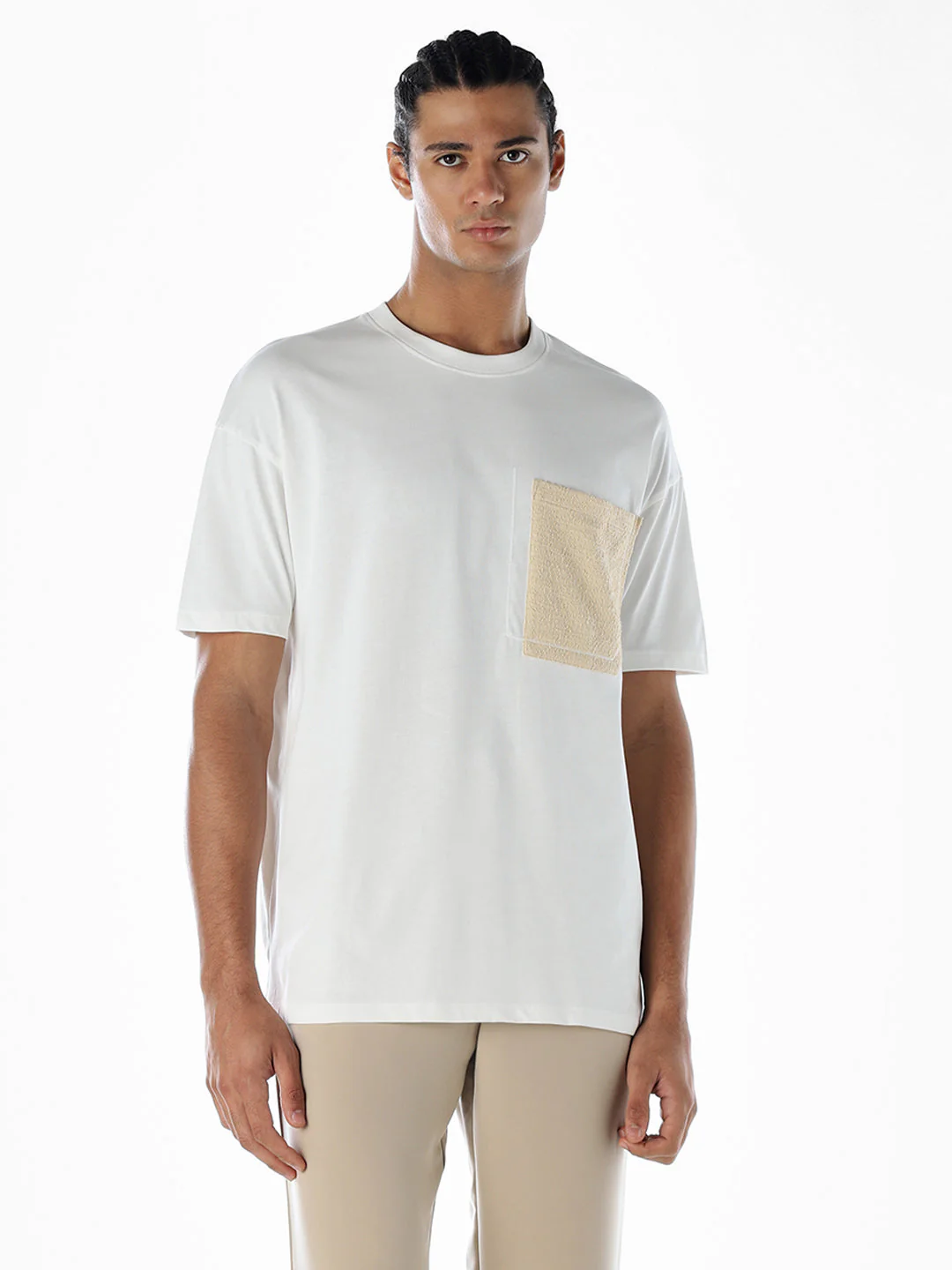 Contrast Pocket Cotton Oversized T-shirt - Image 2