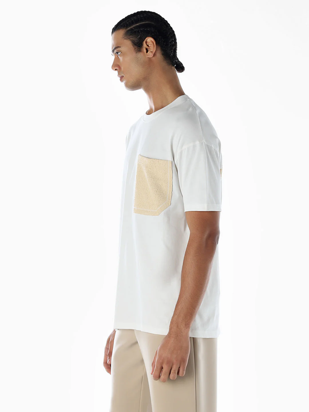 Contrast Pocket Cotton Oversized T-shirt - Image 3