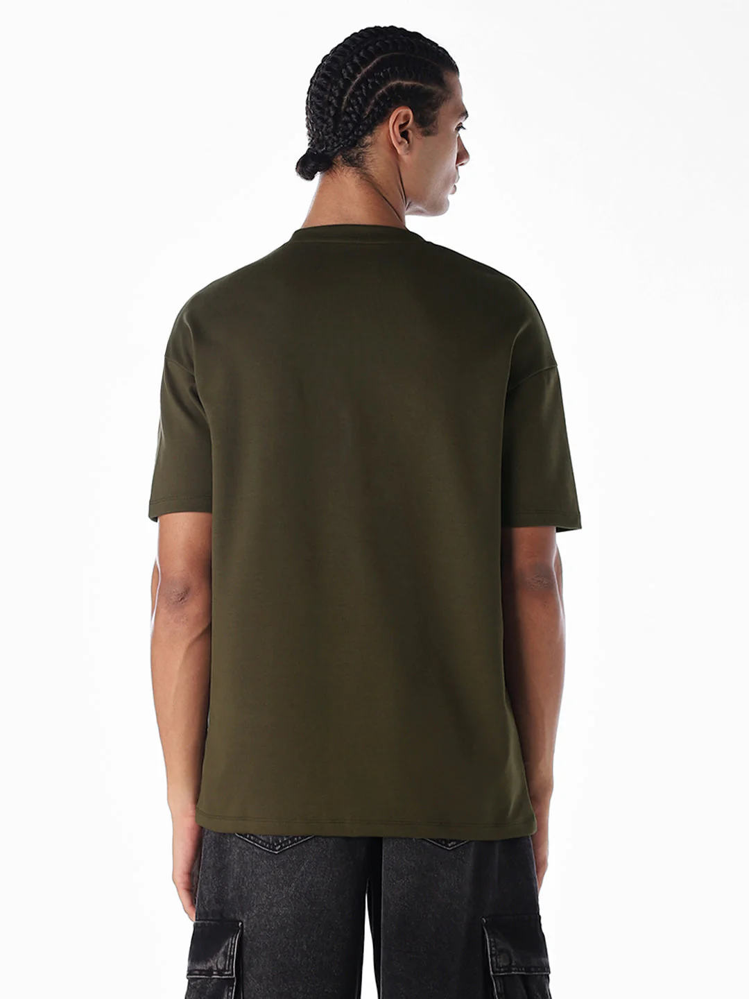 Dark Olive Patch Pocket Oversized T-shirt - Image 4