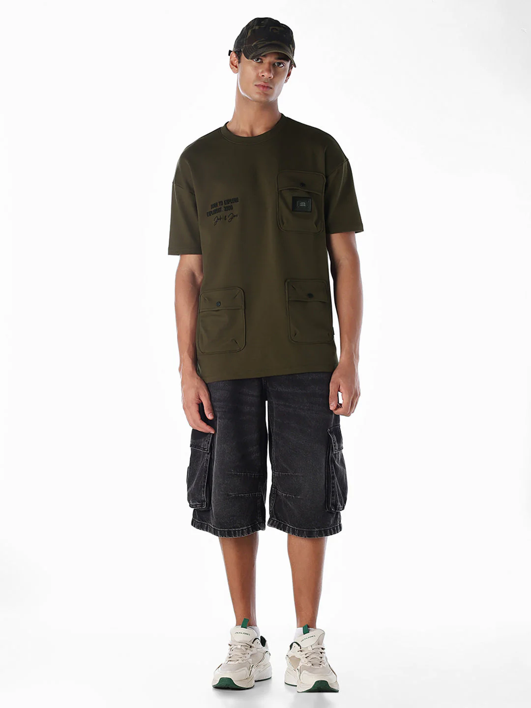 Dark Olive Patch Pocket Oversized T-shirt - Image 6