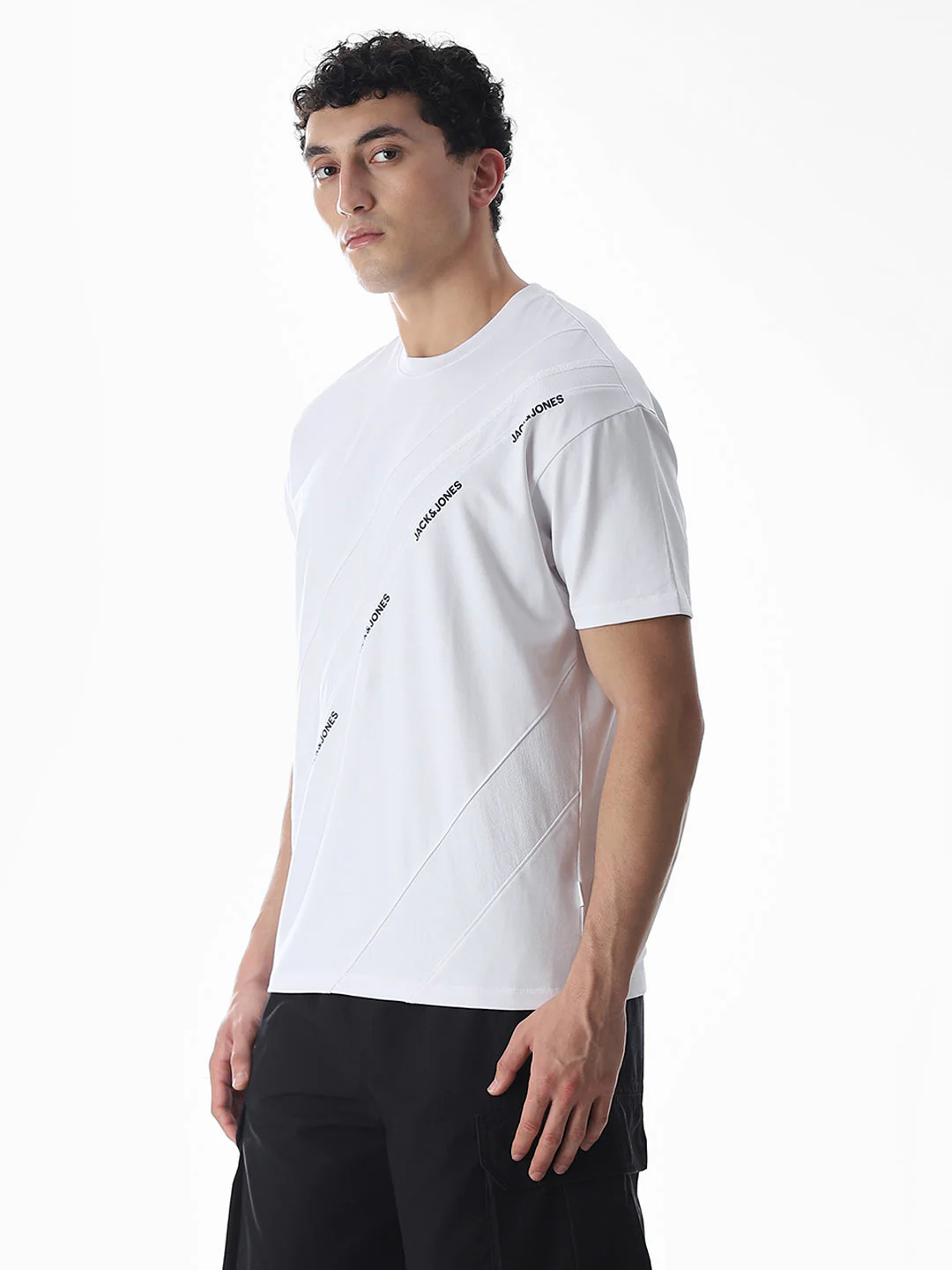 White Logo Print Oversized T-shirt - Image 3