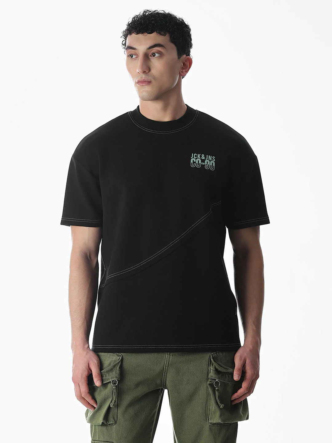 Contrast Stitch Boxy Fit T-shirt - Image 2