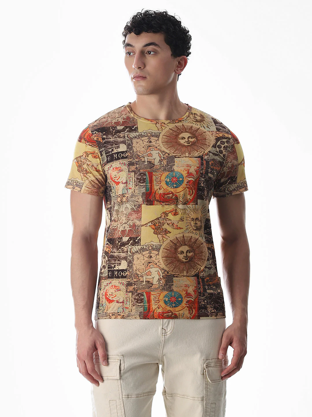 Brown Graphic Print Cotton T-shirt - Image 2