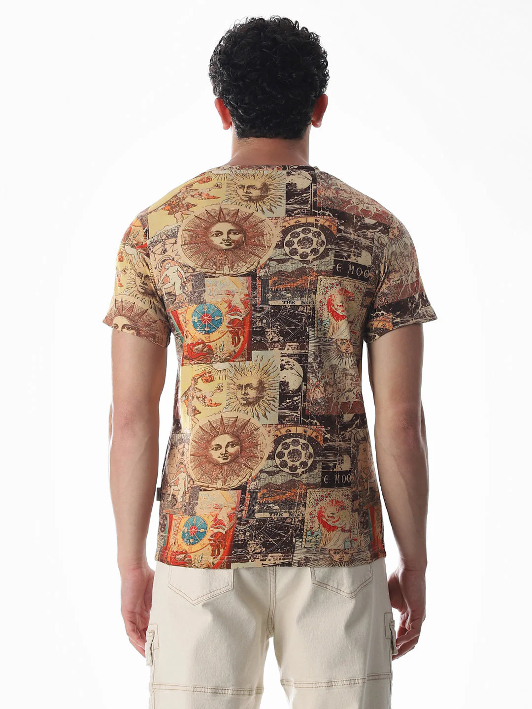 Brown Graphic Print Cotton T-shirt - Image 9