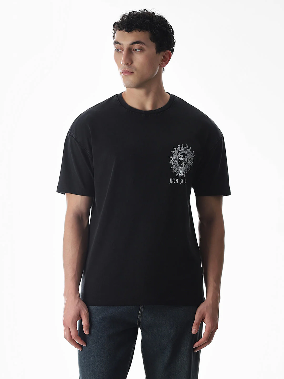 Black Printed Boxy Fit T-shirt - Image 2
